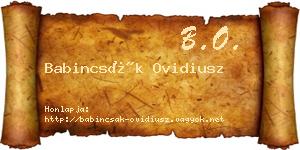 Babincsák Ovidiusz névjegykártya